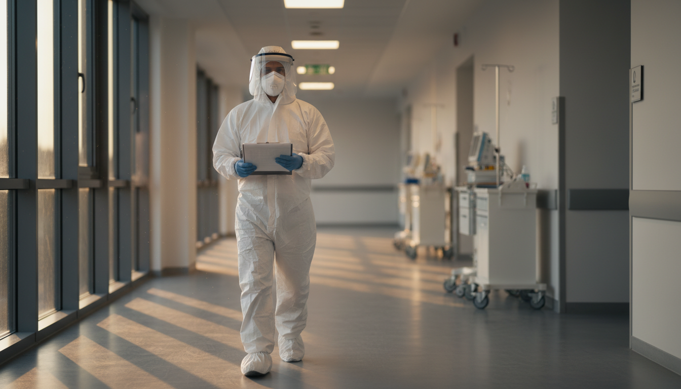 Soignant en tenue de protection dans un hôpital italien