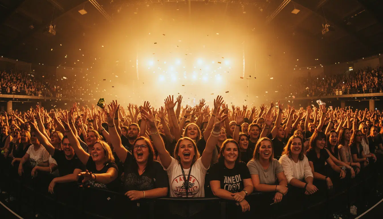 Foule en liesse lors d'un concert émouvant