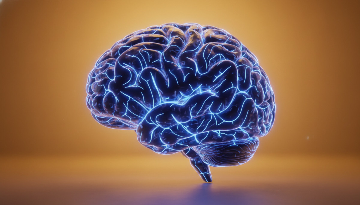 Cerveau humain avec impulsions neuronales et coupures