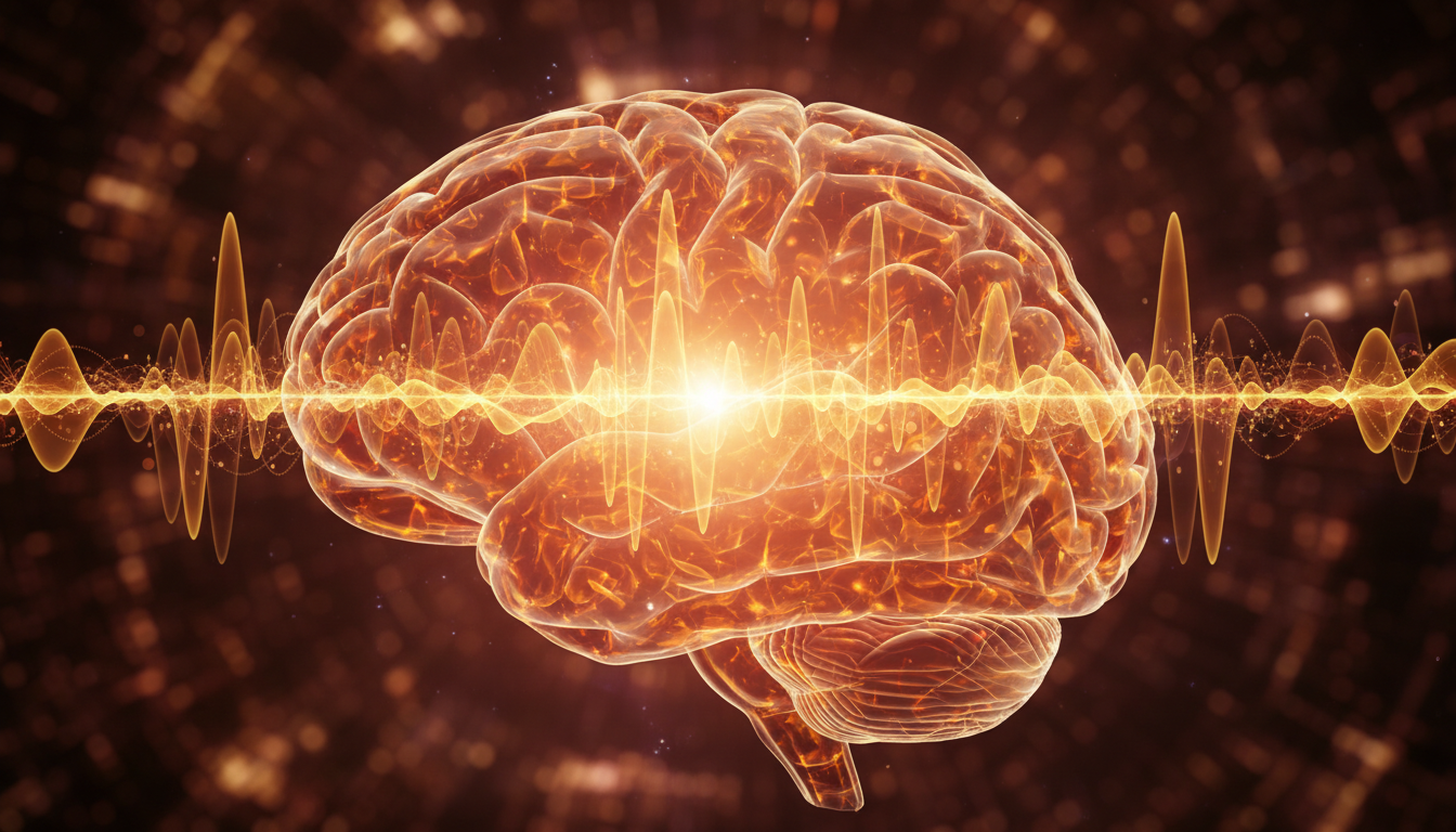 cerveau humain avec ondes musicales