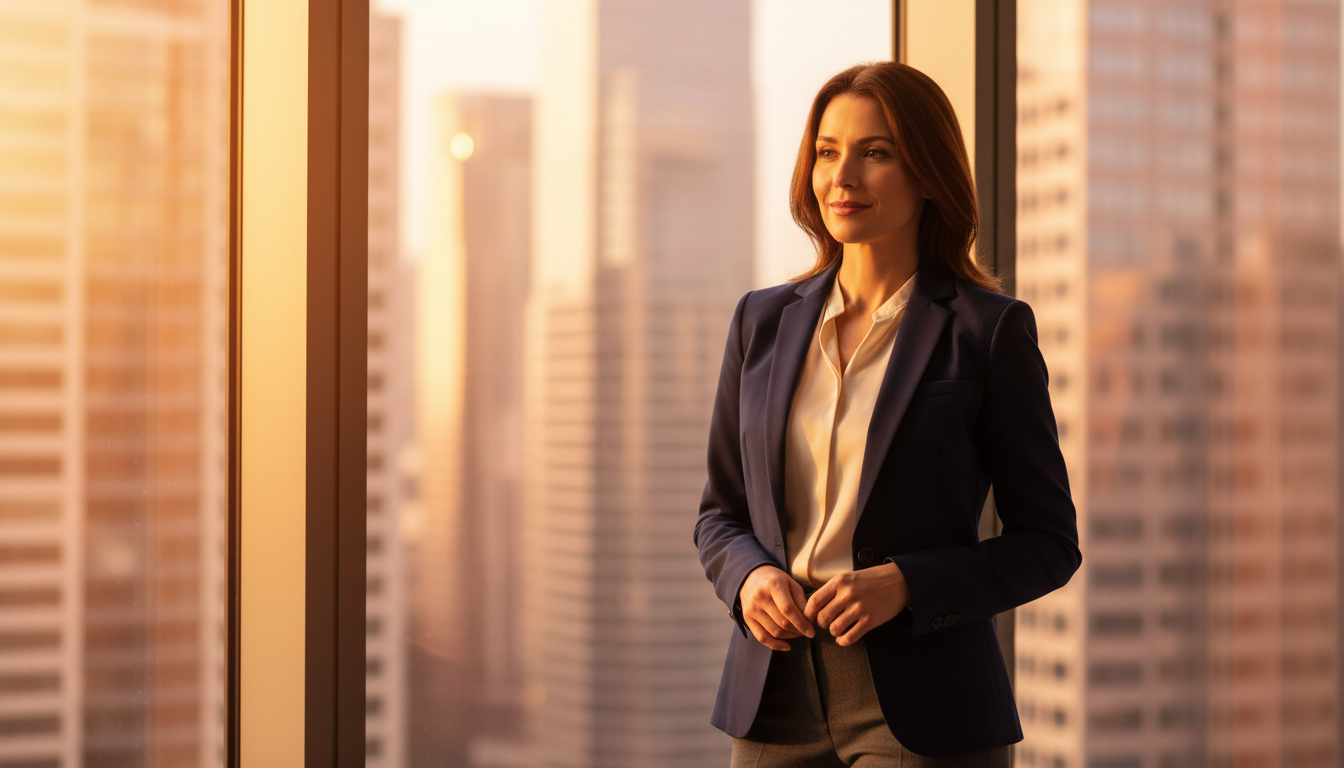 Femme confiante dans un bureau lumineux