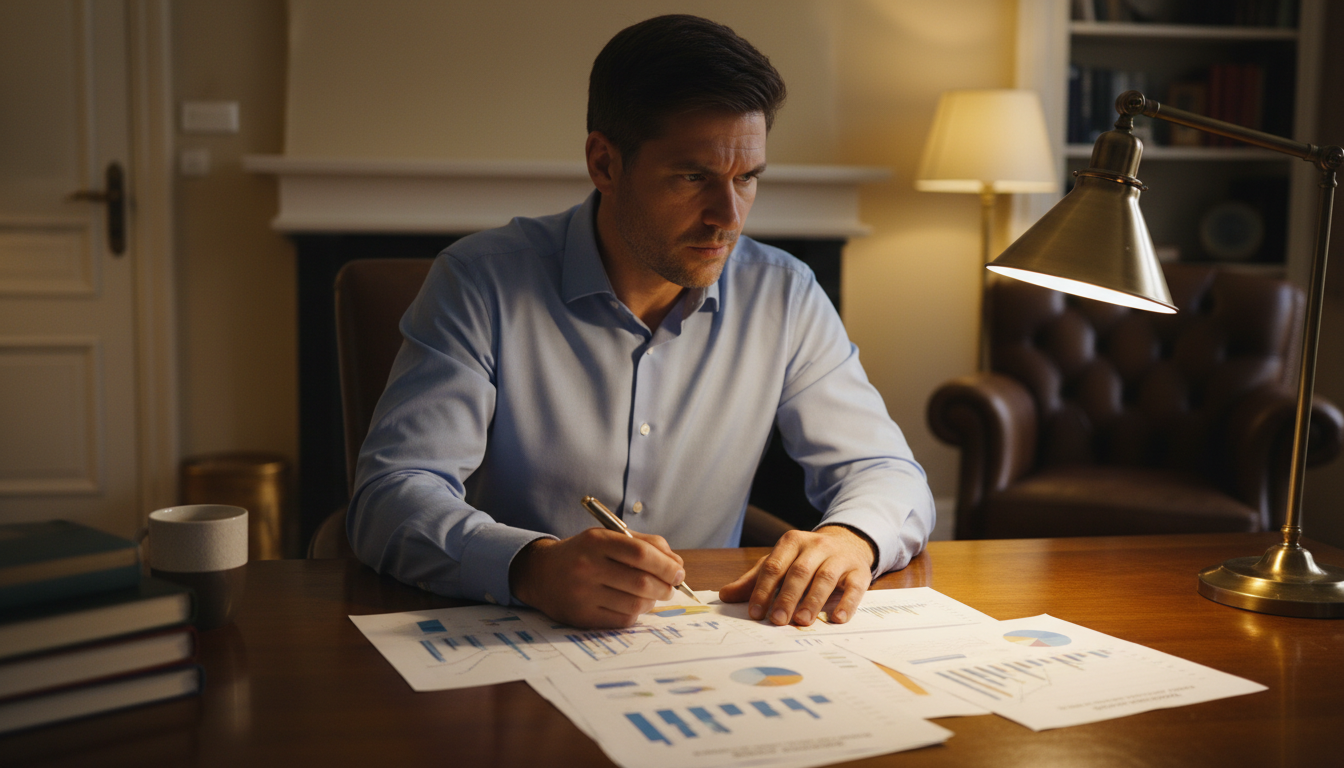 Homme préparant ses arguments pour une négociation