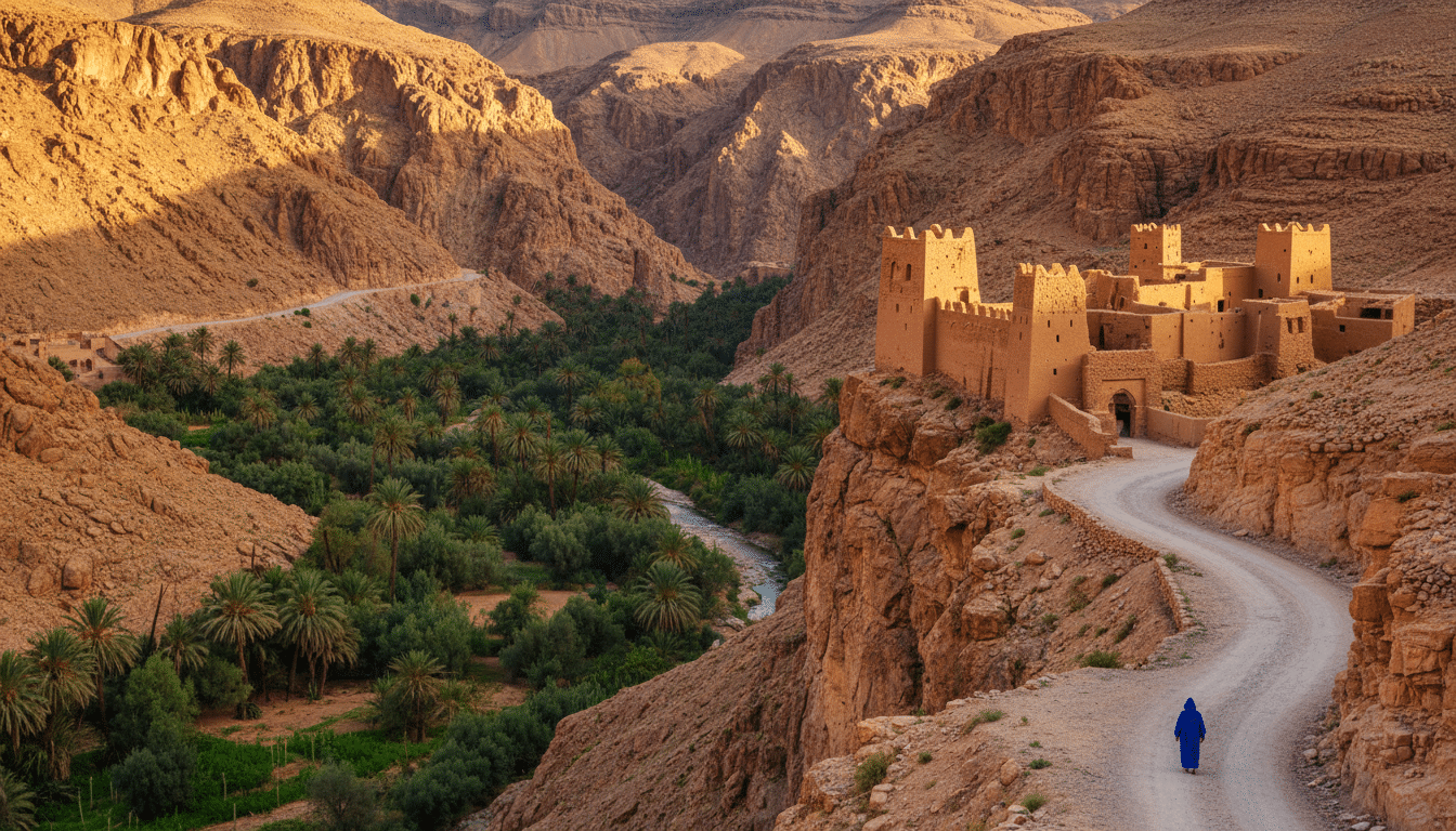 Kasbah dans les gorges rouges du Dadès au Maroc
