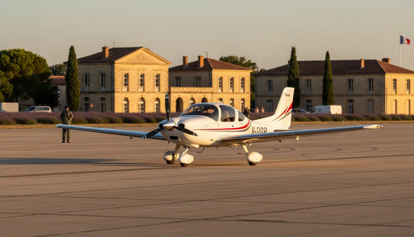 Avion Cirrus SR-20 sur une base aérienne militaire française