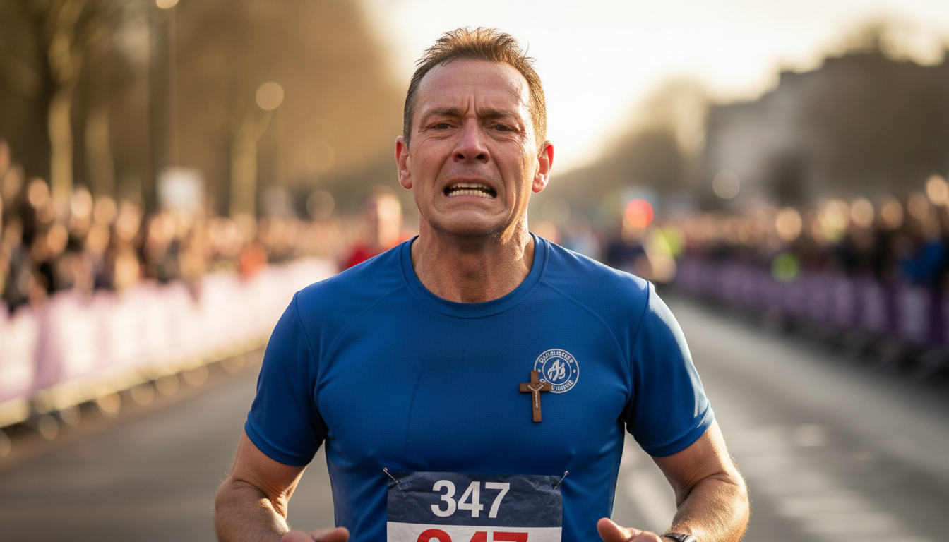 Homme courant le marathon de Londres en hommage à sa femme