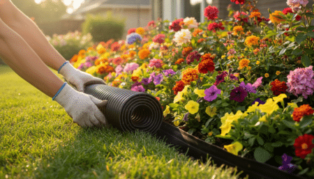 Pose d'une bordure de jardin Lidl en rouleau