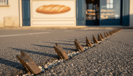 Herse anti-recul avec dents métalliques sur un parking