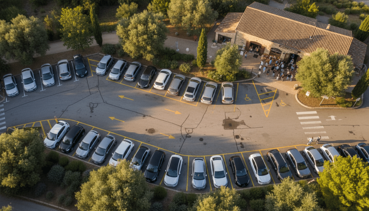 Herse anti-recul parking boulangerie Var : pneus crevés