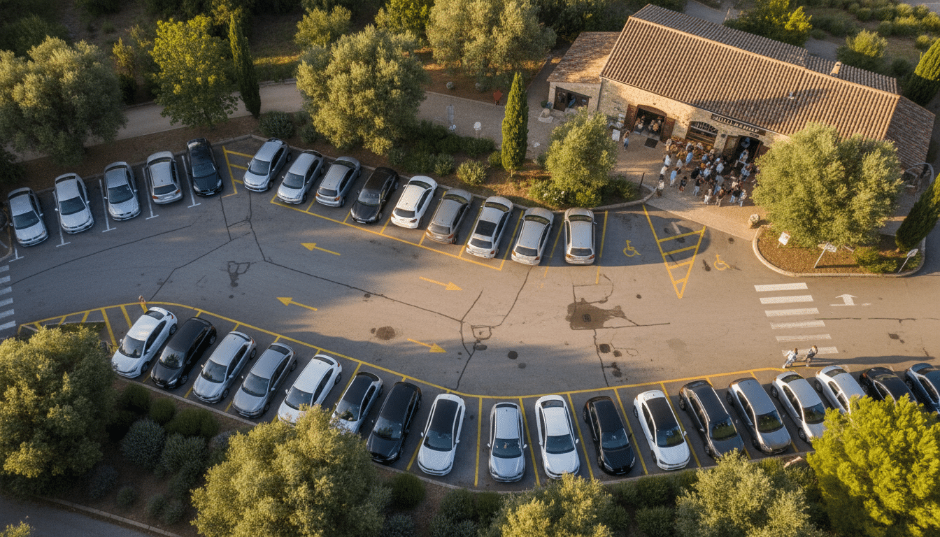 Parking d'une boulangerie très fréquentée dans le Var