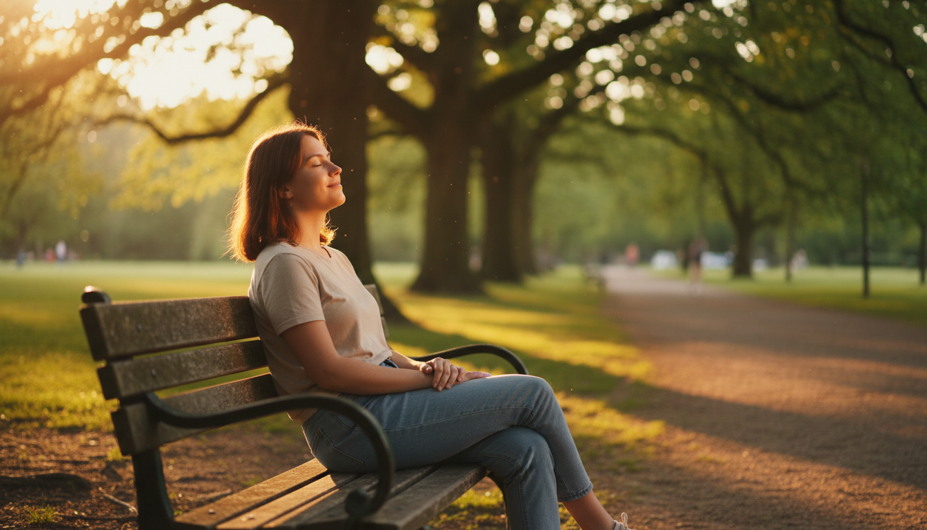 Personne assise seule sur un banc dans un parc ensoleillé