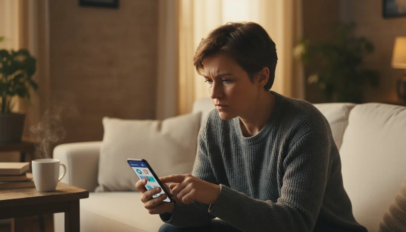 Personne consultant une application bancaire sur smartphone