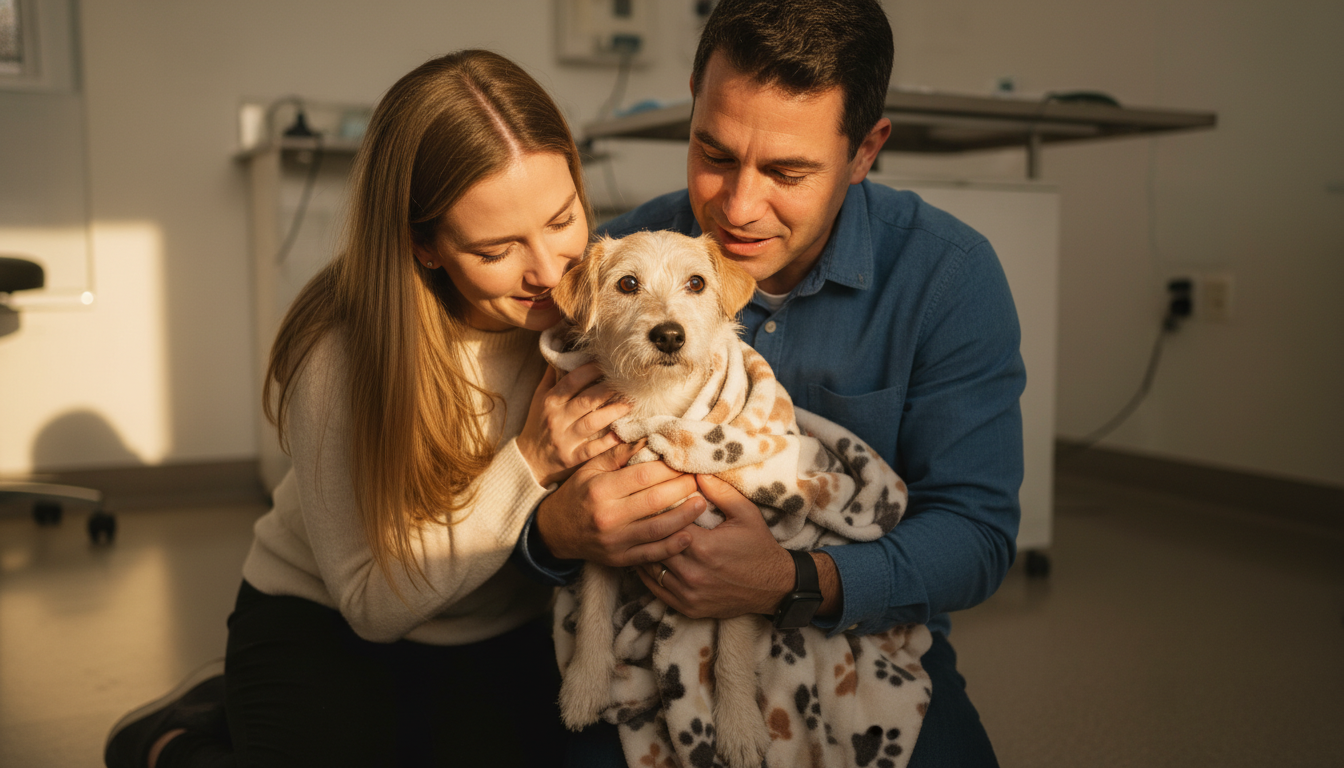 Retrouvailles de la chienne Paris avec sa famille