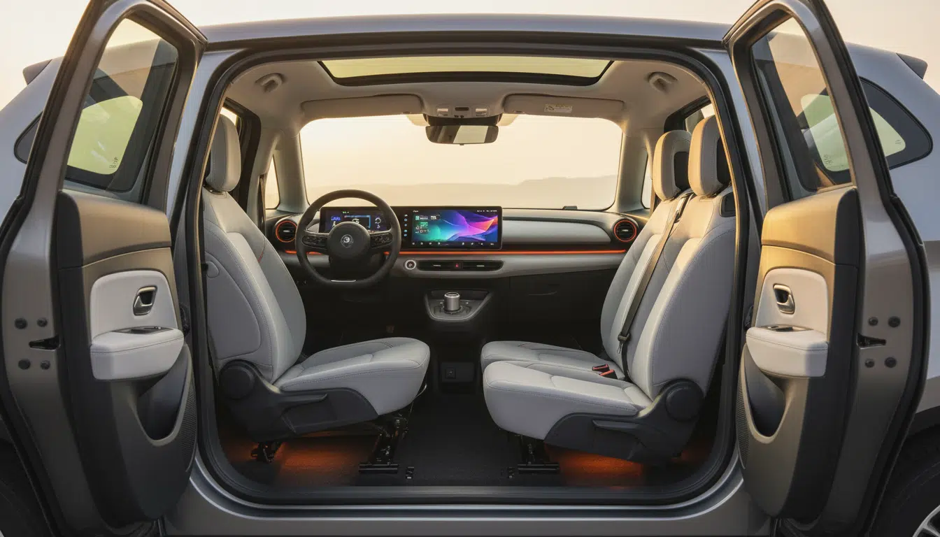 Intérieur spacieux et modulable de la nouvelle Twingo E-Tech