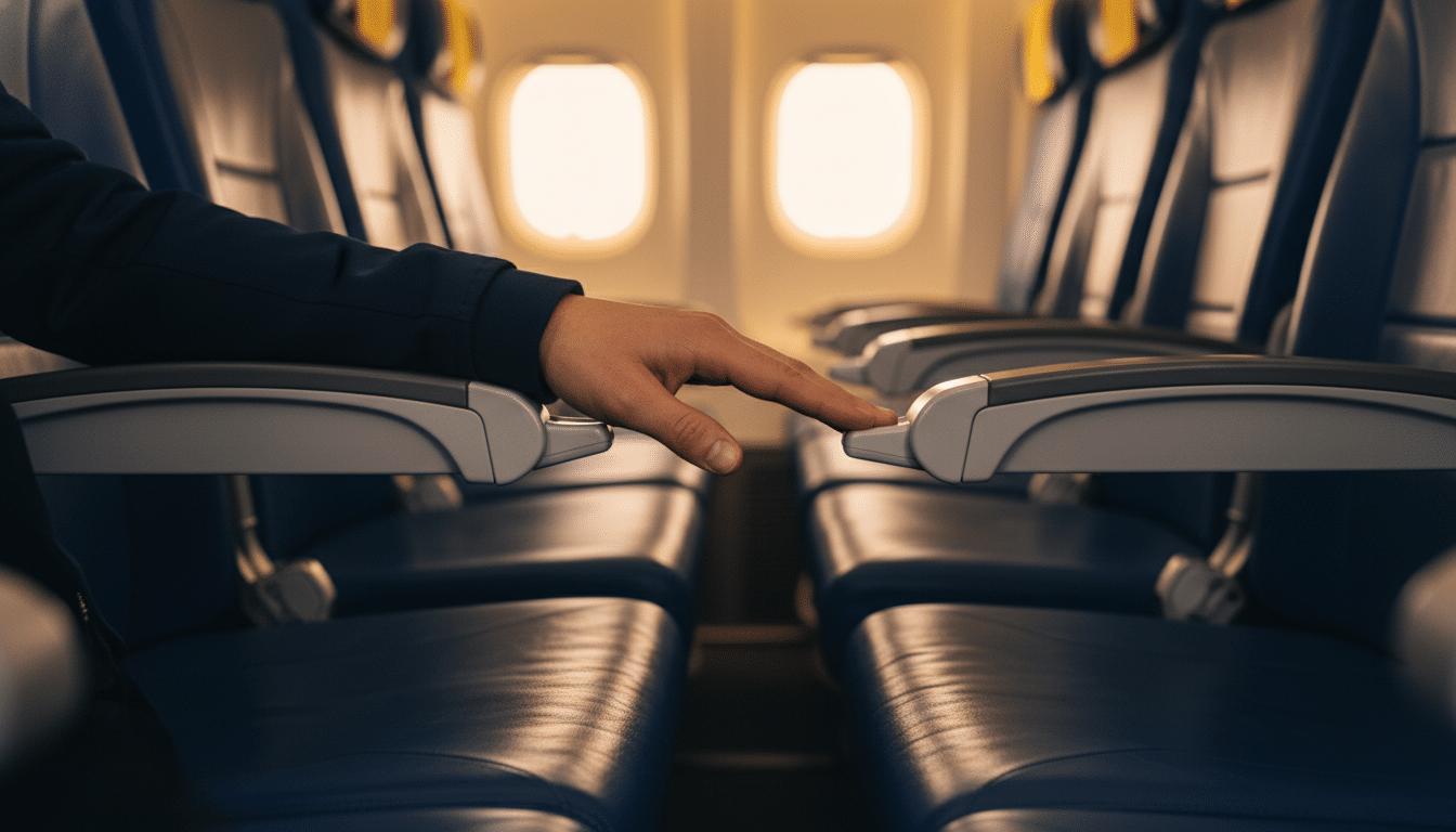 Accoudoir abaissé dans un siège d'avion Southwest Airlines