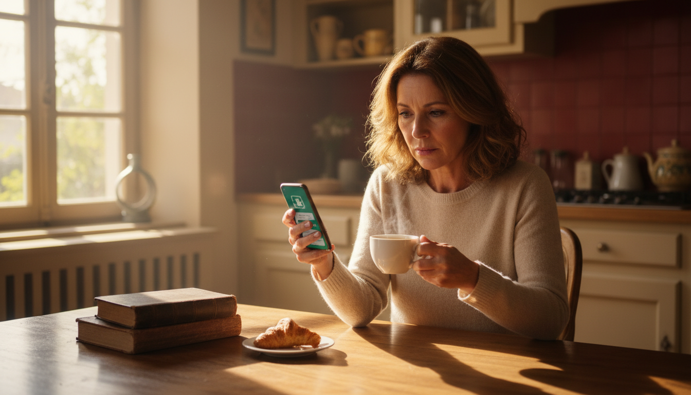 Femme prenant rendez-vous médical avec sa carte Vitale