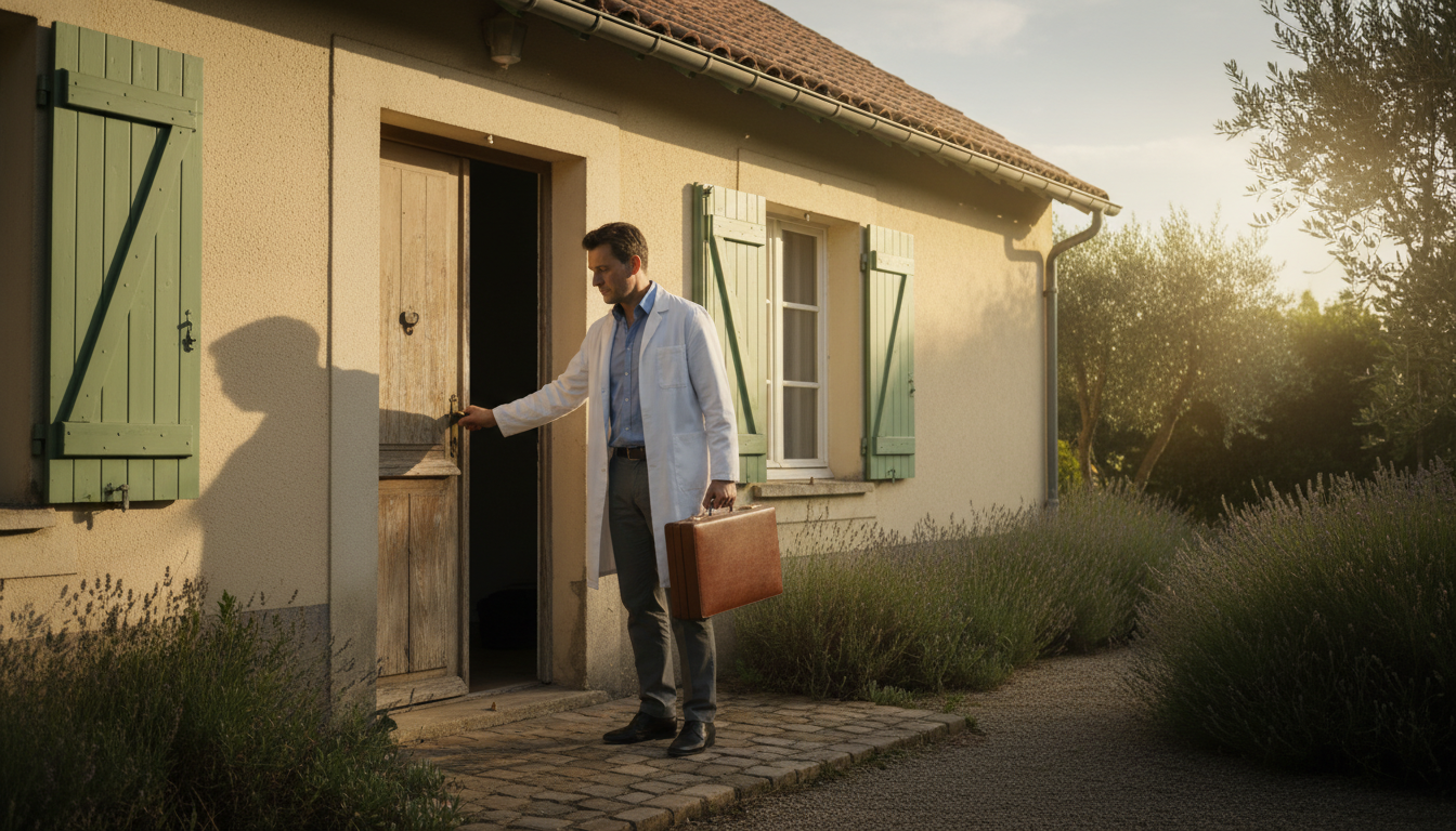 Médecin effectuant une contre-visite au domicile d'un salarié