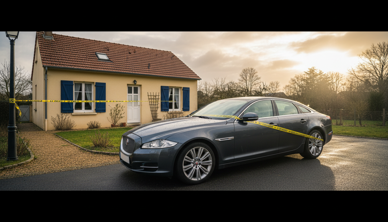 Jaguar de luxe saisie devant une maison en France