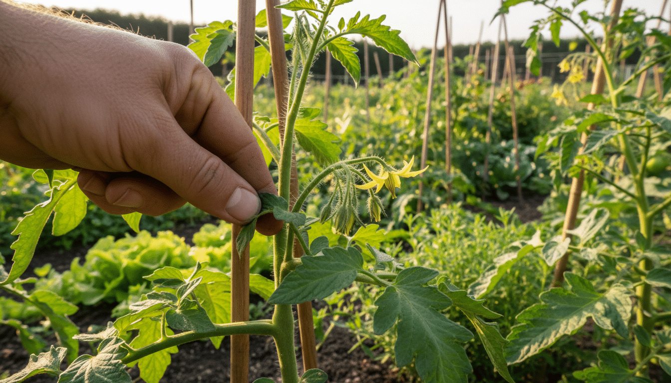 Différence entre gourmand et fleur sur un plant de tomate