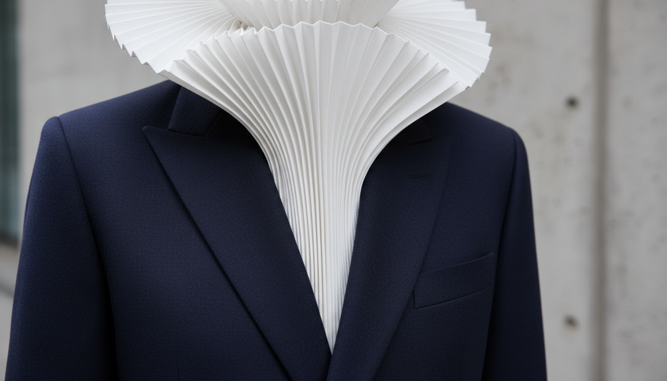 Détail du col plissé blanc sous la veste Dior