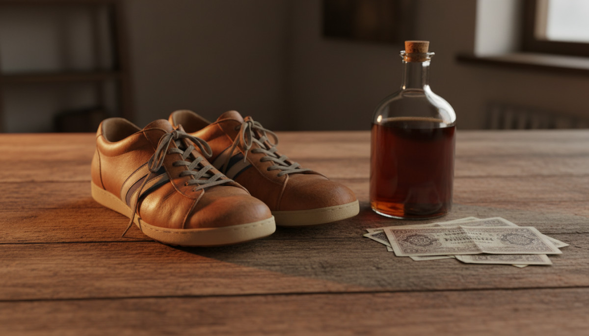 Chaussures finlandaises vintage échangées contre du whisky