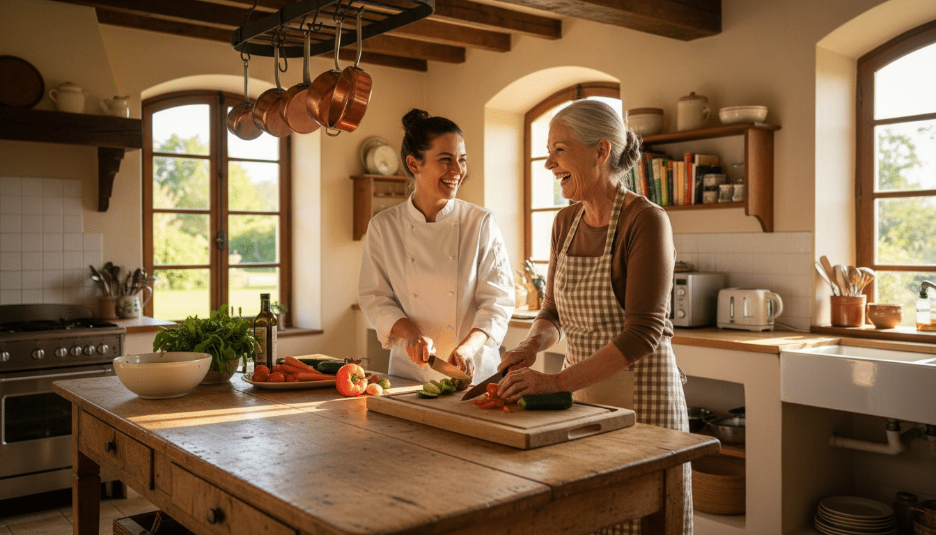 Cours de cuisine à domicile pour une personne âgée