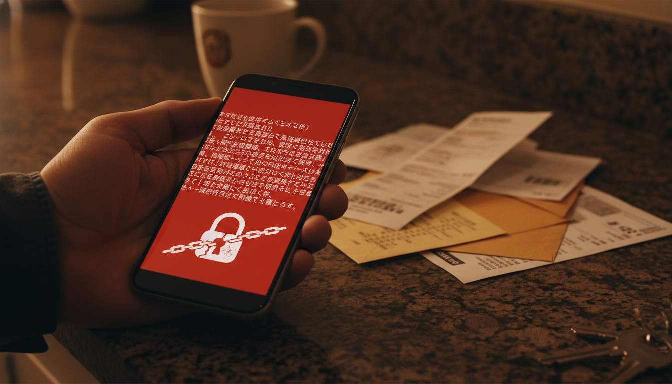 SMS frauduleux imitant le chèque énergie sur un smartphone