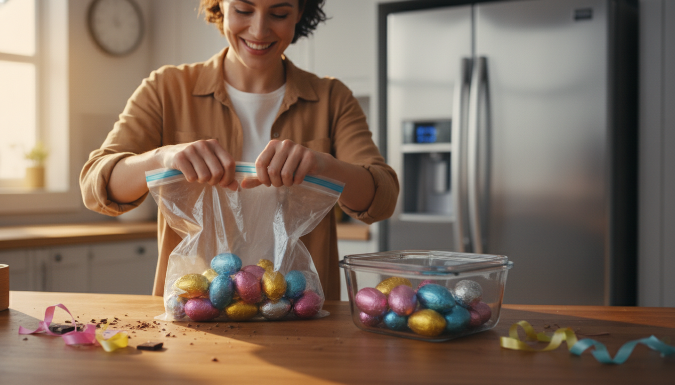 Œufs de Pâques en chocolat préparés pour la congélation