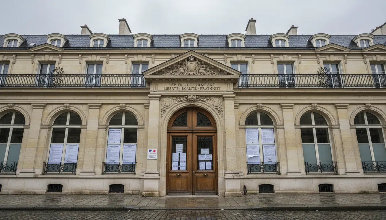 File d'attente devant un bâdtiment administratif français