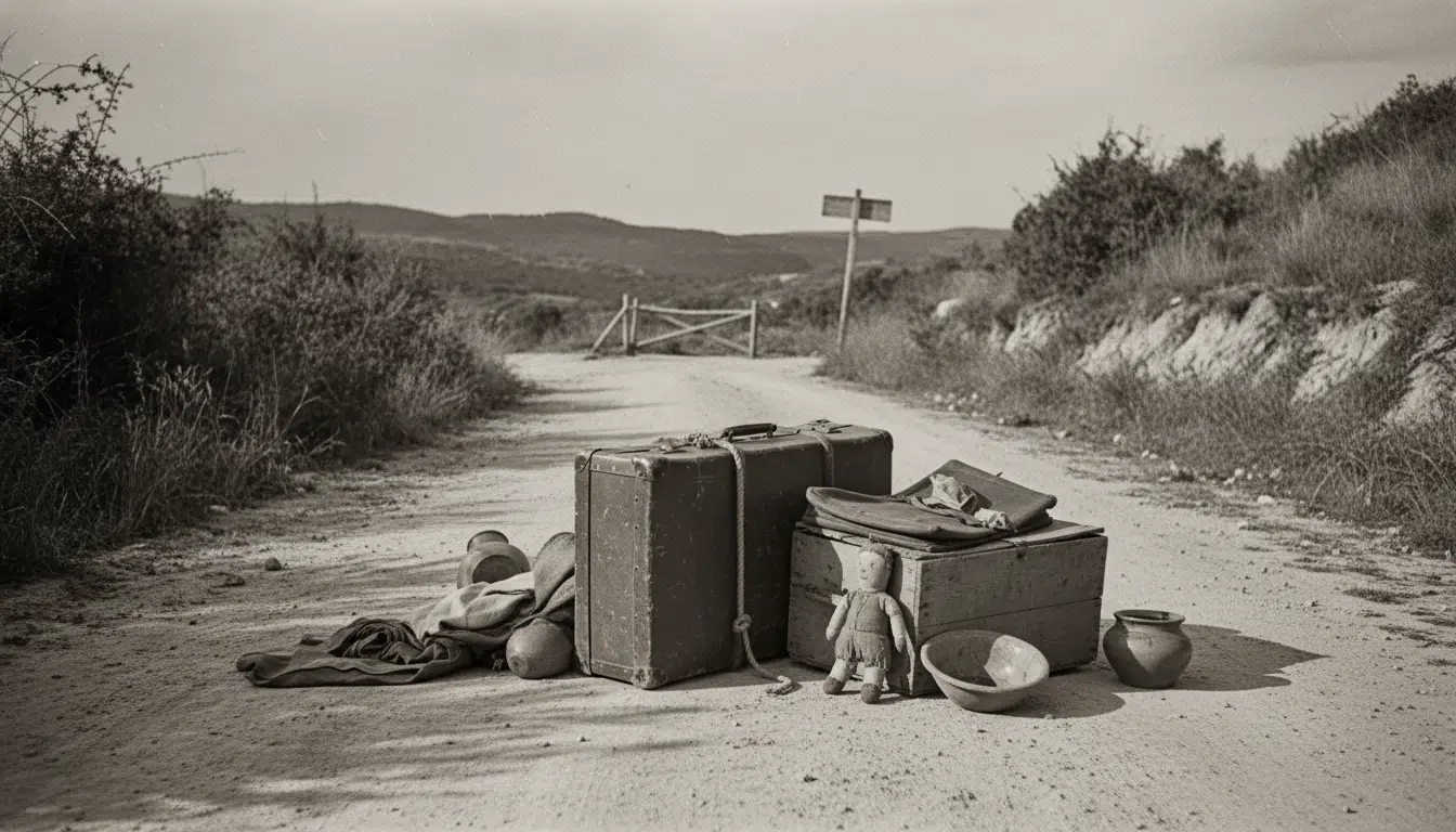 Valise et bagages de réfugiés espagnols à la frontière franco-espagnole dans les années 1940