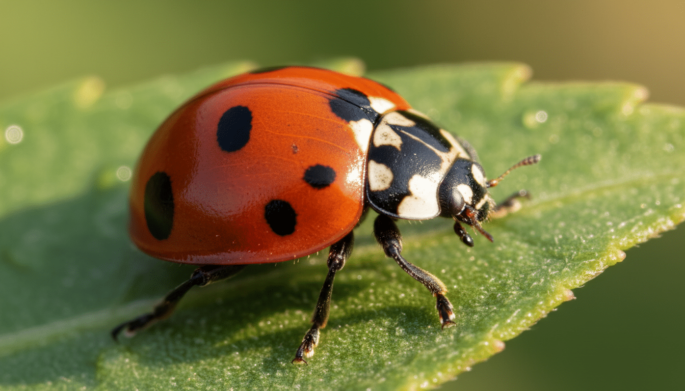Gros plan du pronotum d'une coccinelle asiatique avec la lettre M
