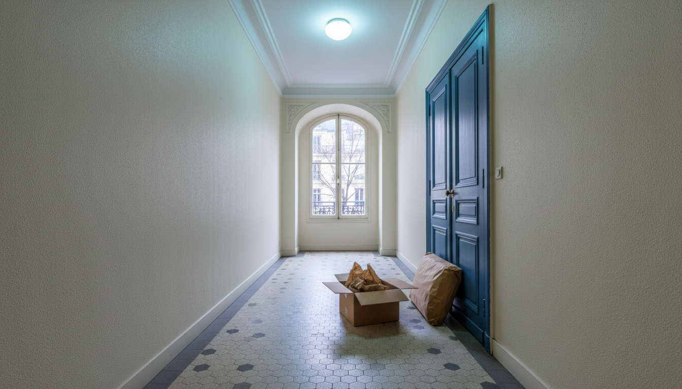 Colis abandonné dans un couloir d'immeuble