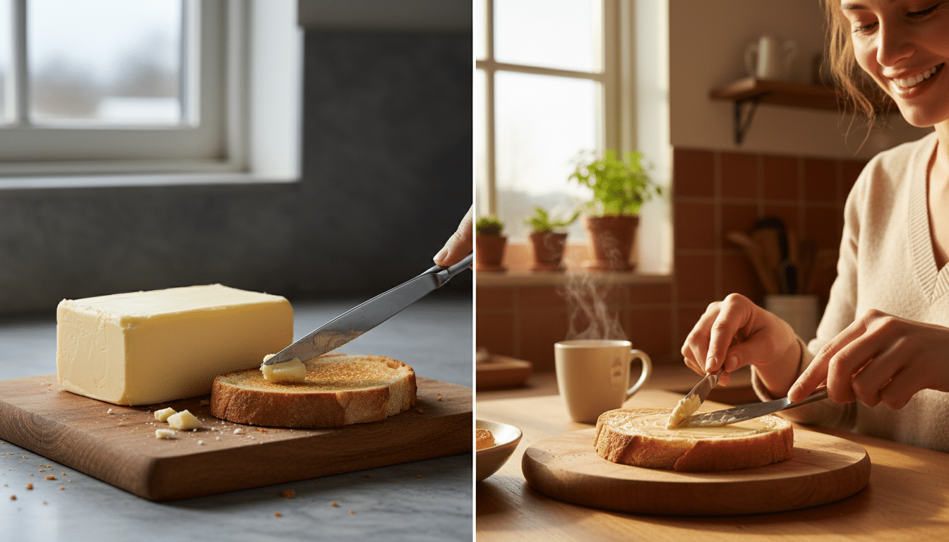 comparaison beurre dur et beurre ramolli tartinable