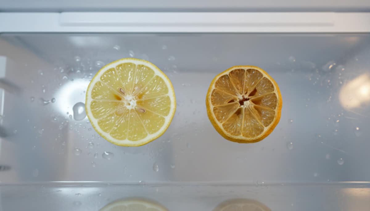 Comparaison citron frais et citron séché dans le frigo