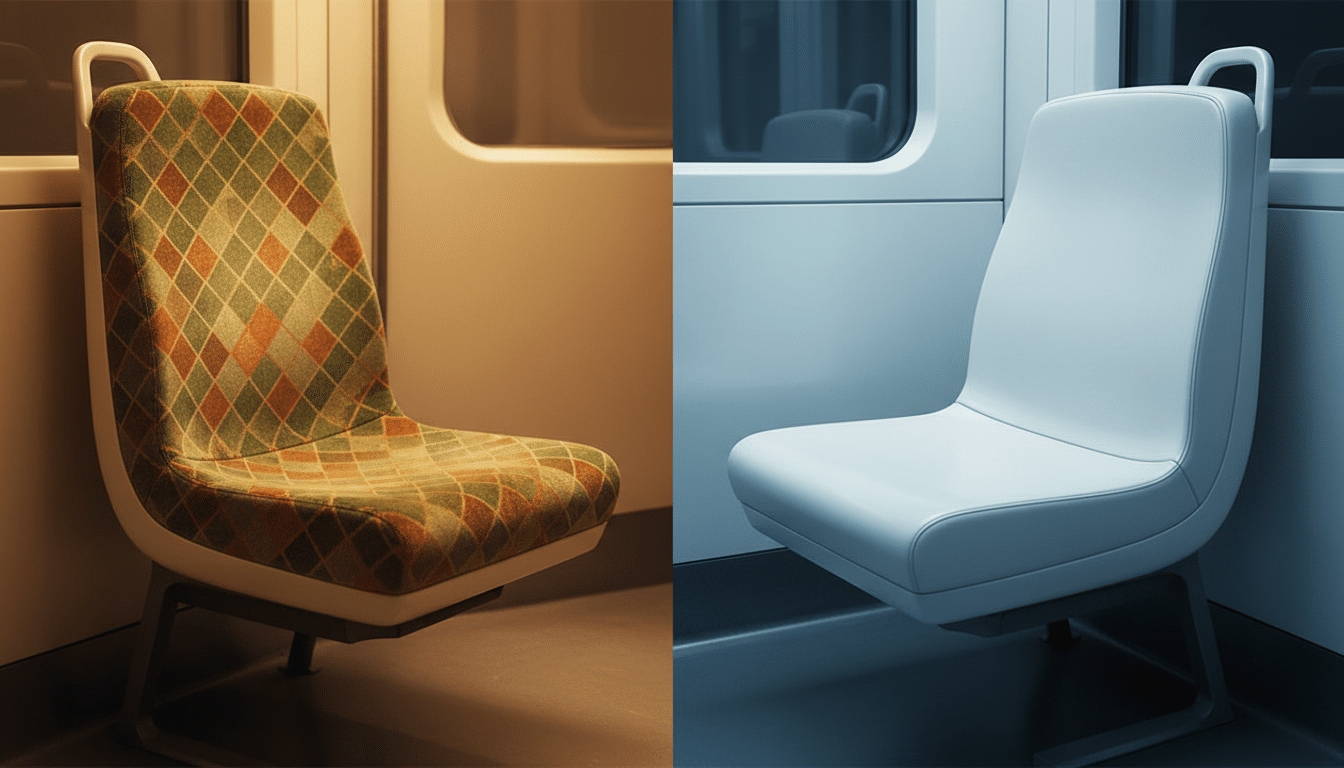 Comparaison siège vintage et siège moderne du métro