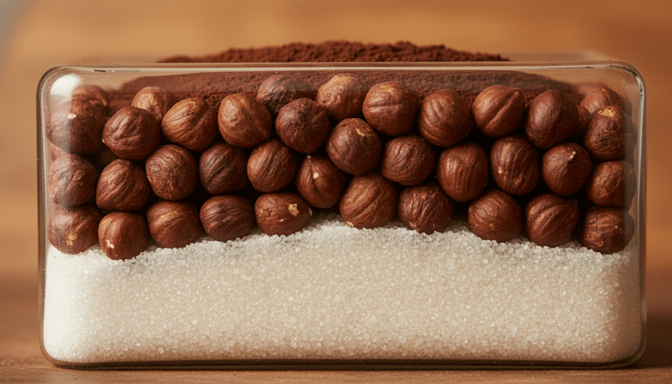 Composition visuelle des ingrédients d'un pot de Nutella