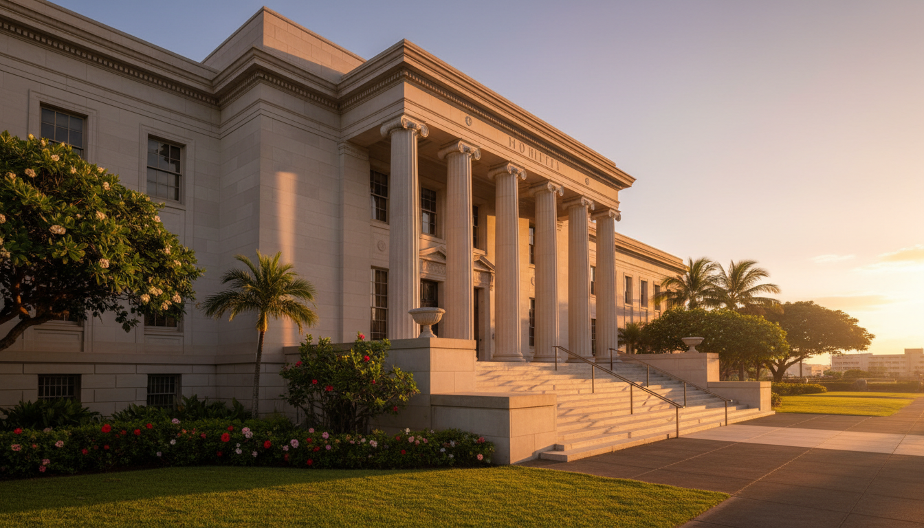 Tribunal d'Honolulu au coucher du soleil