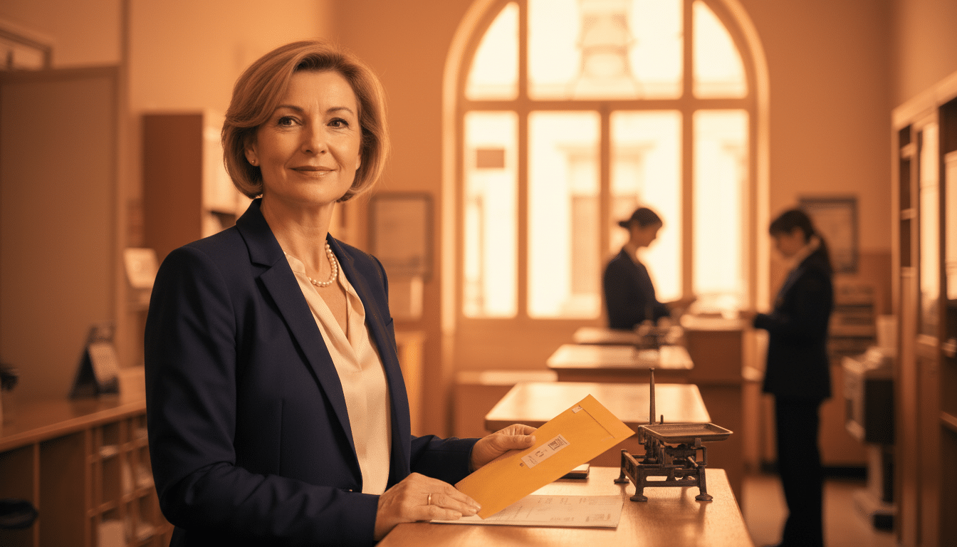 Consommateur envoyant courrier recommandé à la poste