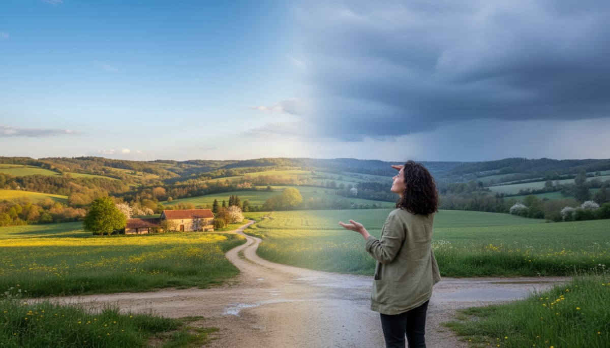Contraste météo printemps soleil et nuages en France