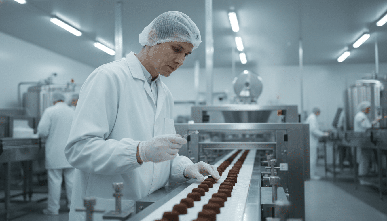 Contrôle qualité en usine agroalimentaire chocolat