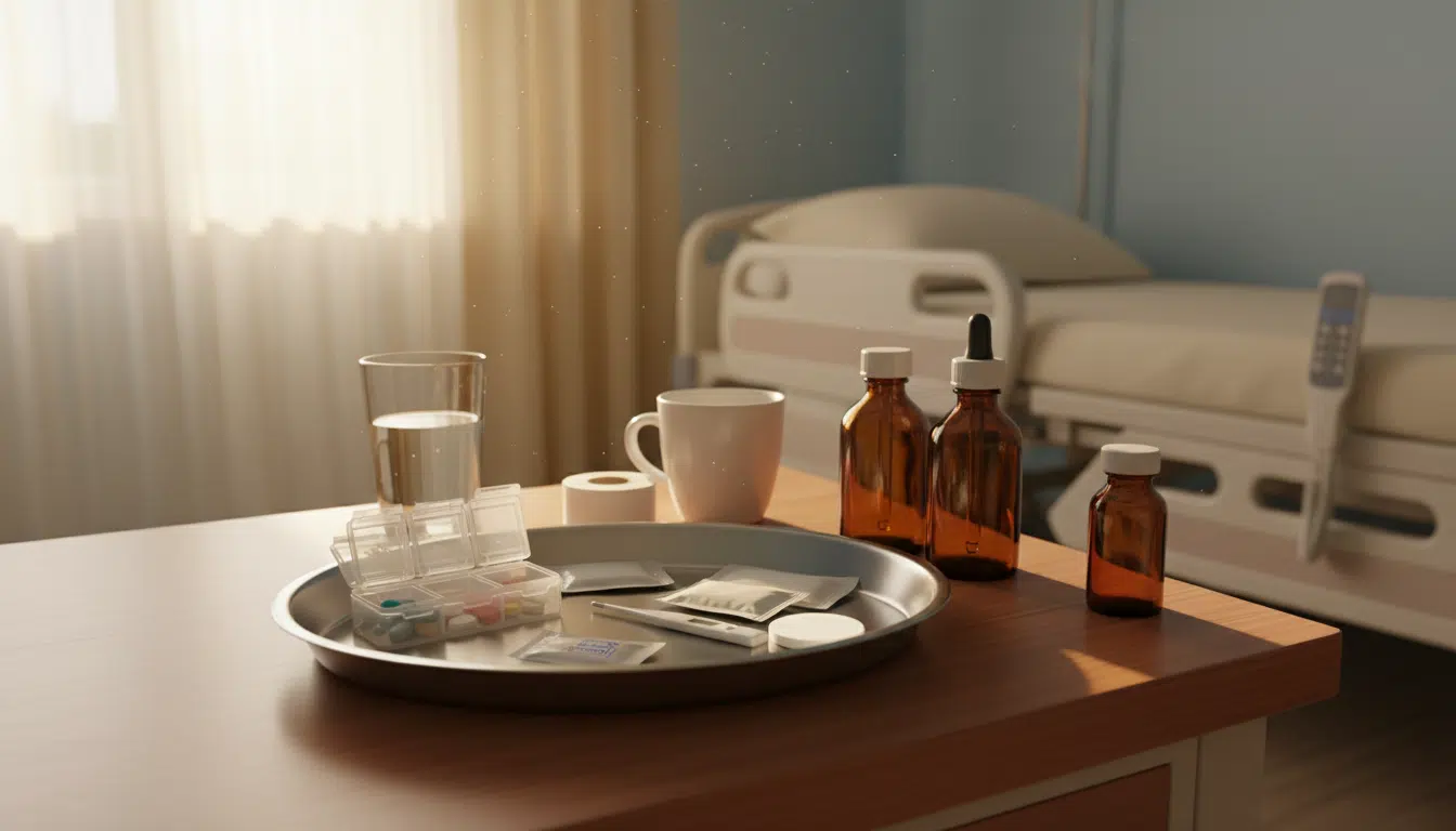 Médicaments et matériel médical au chevet de Loren Schauers