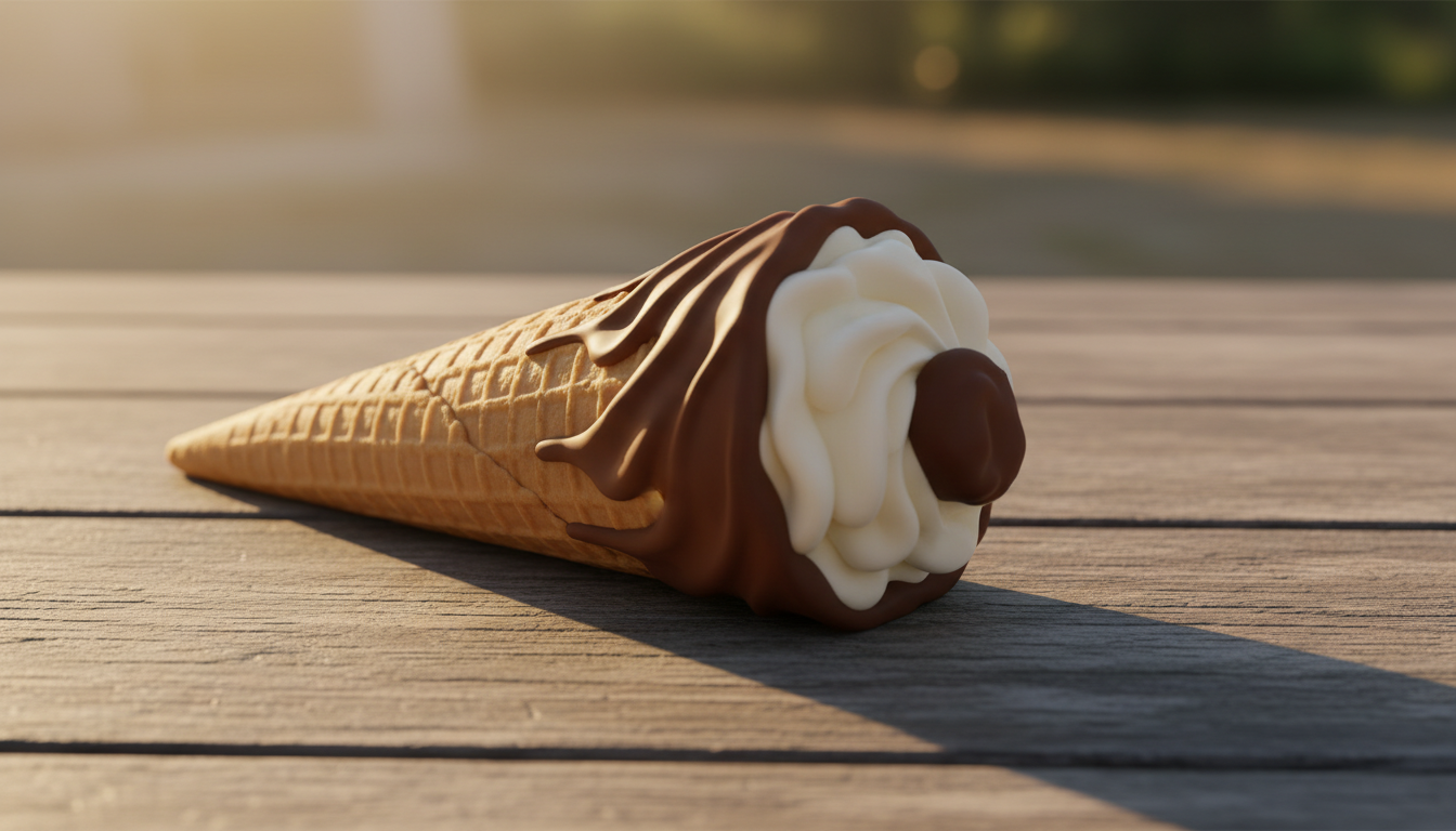 Coupe transversale d'un Cornetto montrant le bouchon chocolat