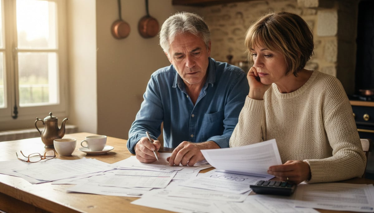 Couple examinant des documents de crédit immobilier