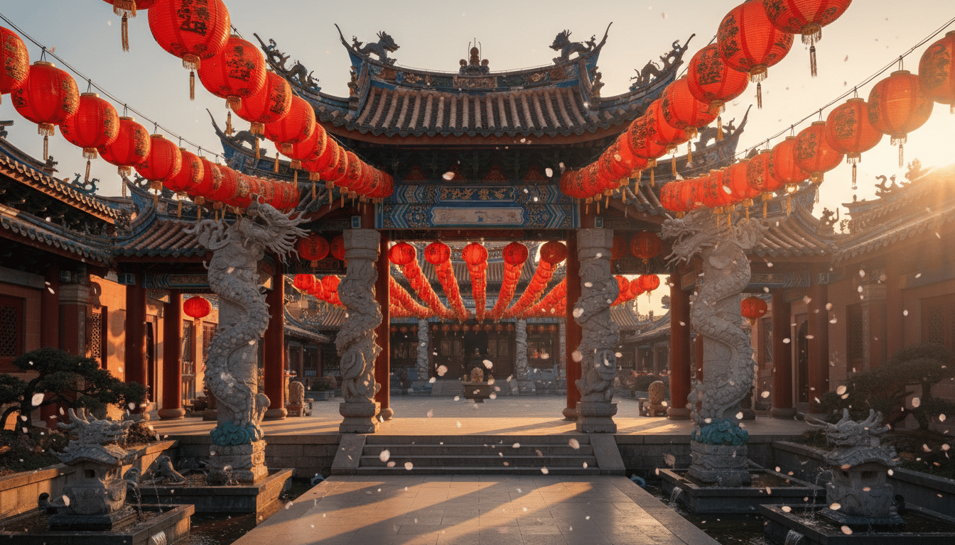 Couple joyeux sous un cerisier en fleurs au coucher du soleil, énergie amoureuse du zodiaque chinois