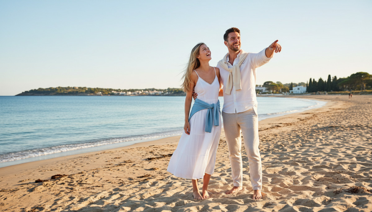 Couple profitant du soleil printanier sur la côte méditerranéenne
