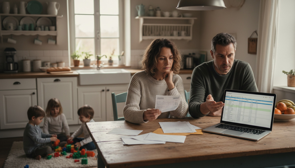 Couple vérifiant leurs factures à la maison