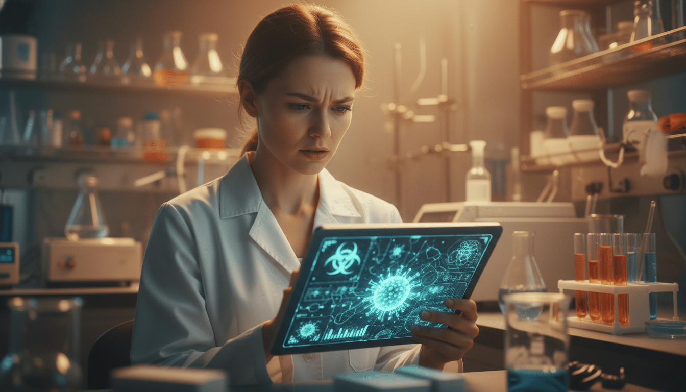 Chercheur médical analysant des données sur un variant viral