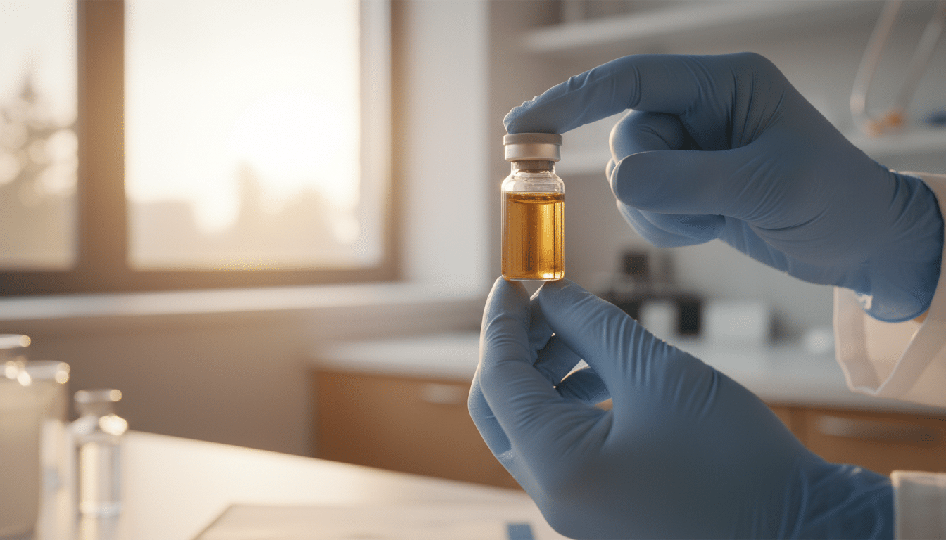 Médecin tenant un flacon médical en gros plan