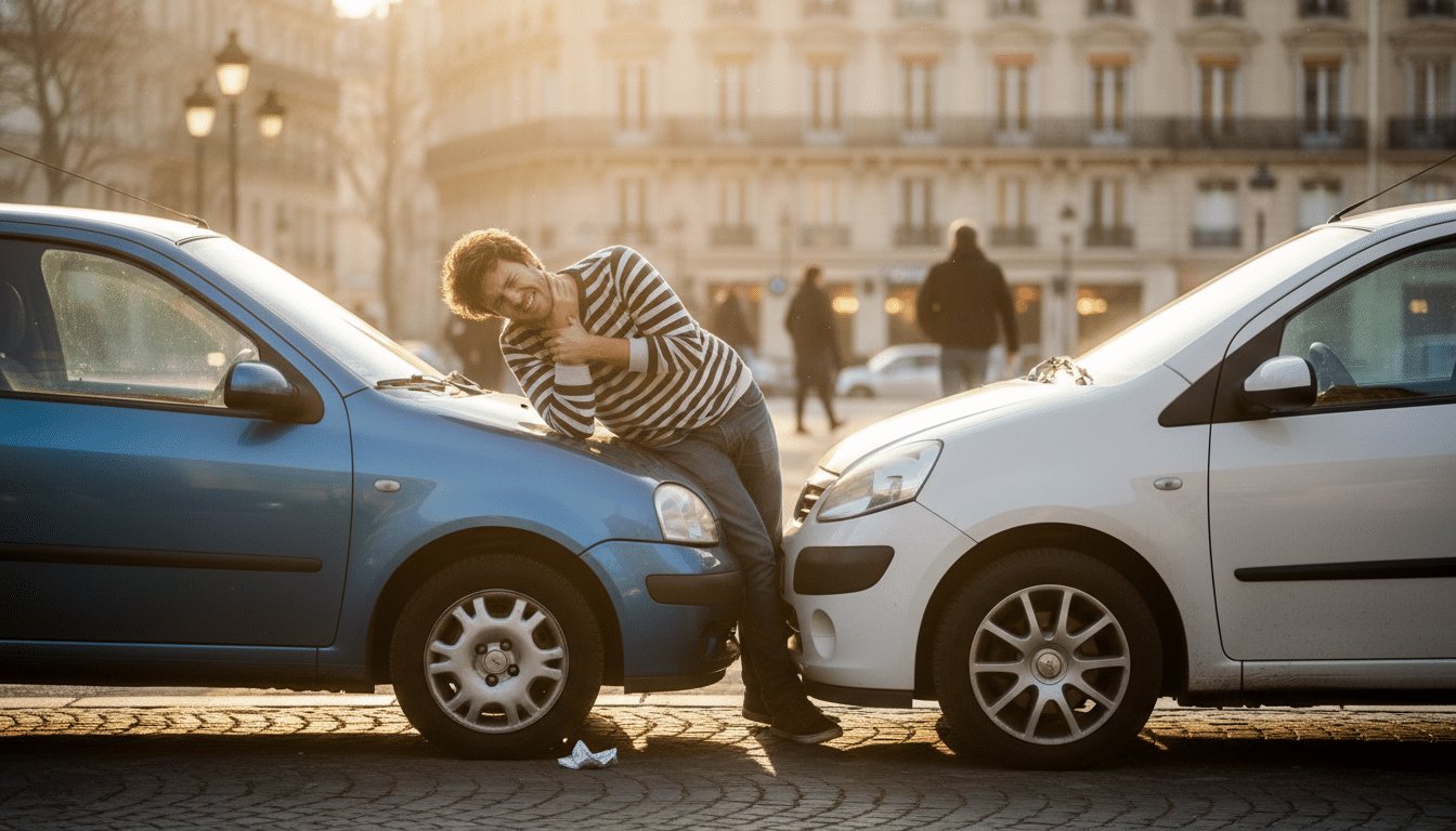 Faux accident simulé sur une route française