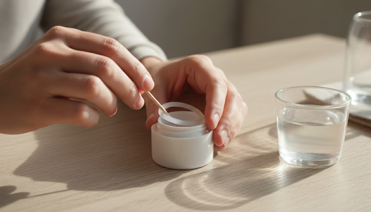 cure-dent retirant le joint silicone d'un bouchon de gourde