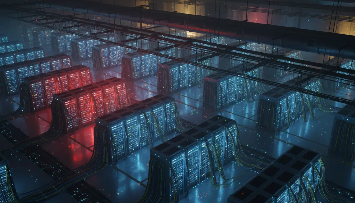 Salle de serveurs gouvernementale avec alerte de sécurité